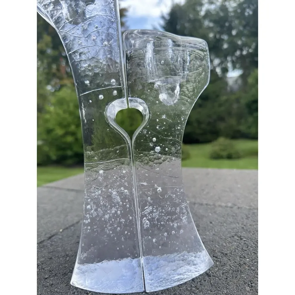 VTG Kosta Boda Connect 2 Candle Holders 12” & 9” Scandinavian Art Glass SWEDEN